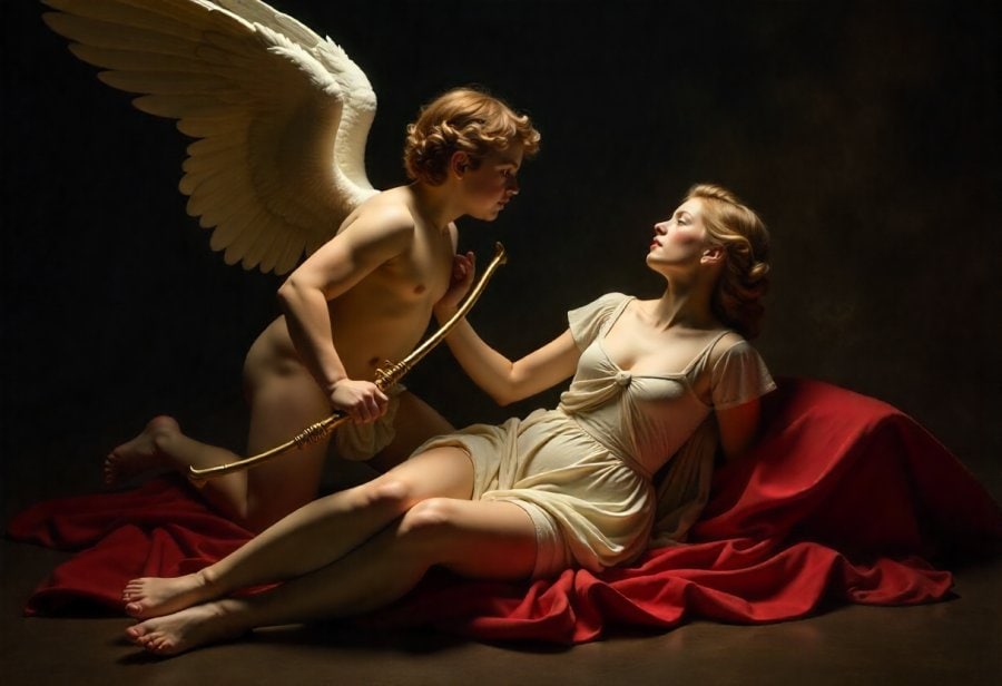 Can love’s divine fire burn through mortal shadows?